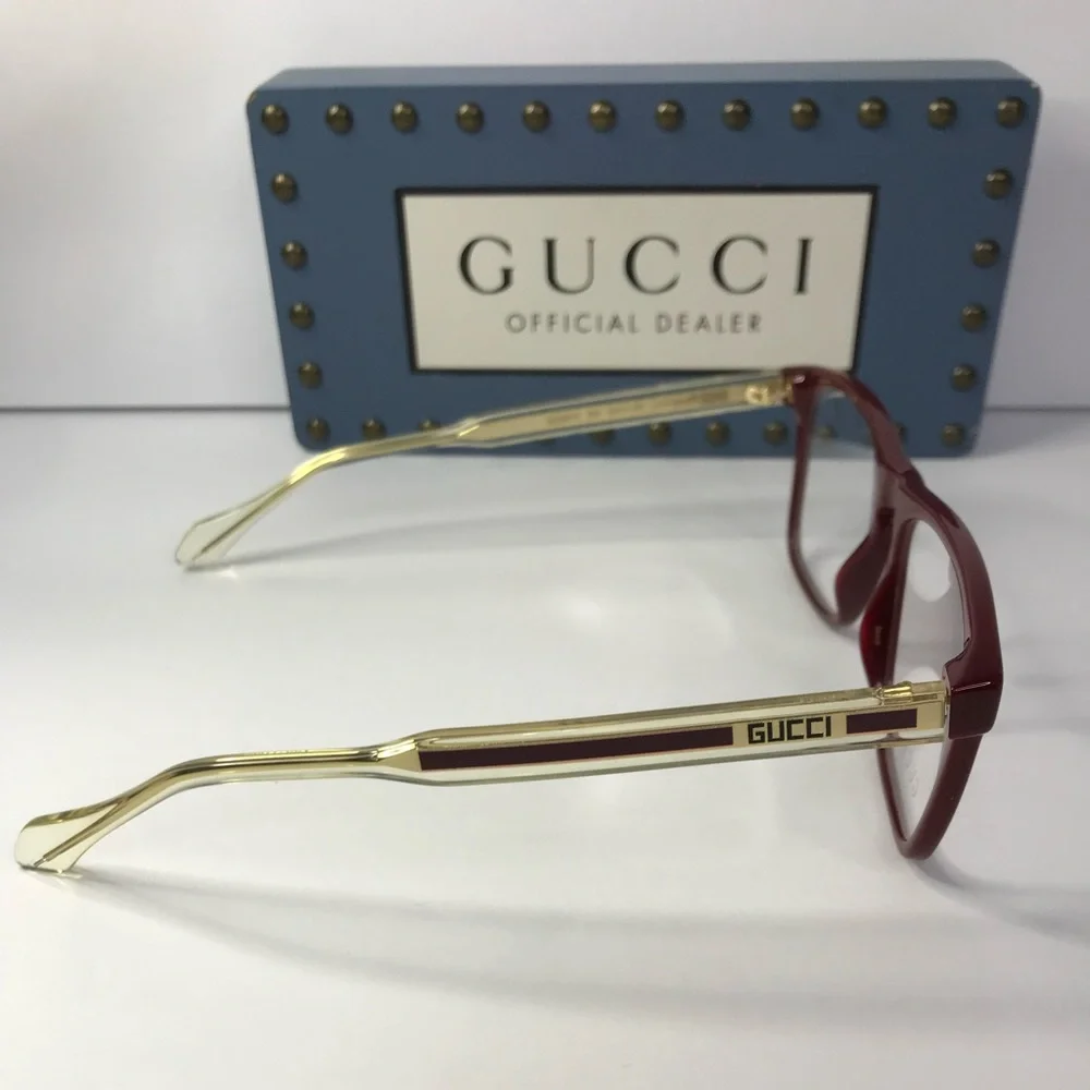 Gucci Men GG0561ON 003 Red CRYSTAL Rectangle/Square Eyeglasses